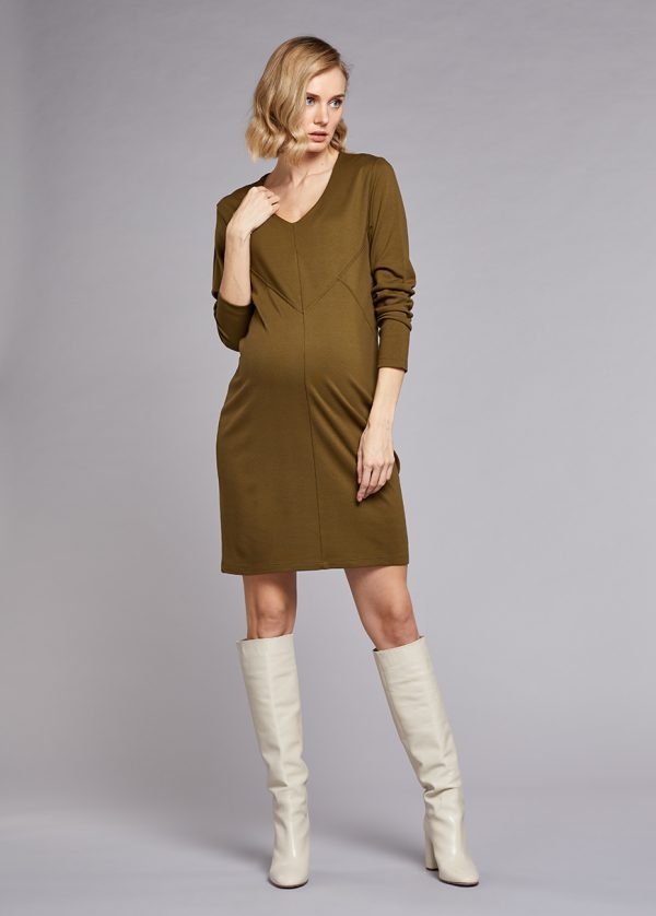 gebe maternity Dress for Pregnancy Khaki green (032)