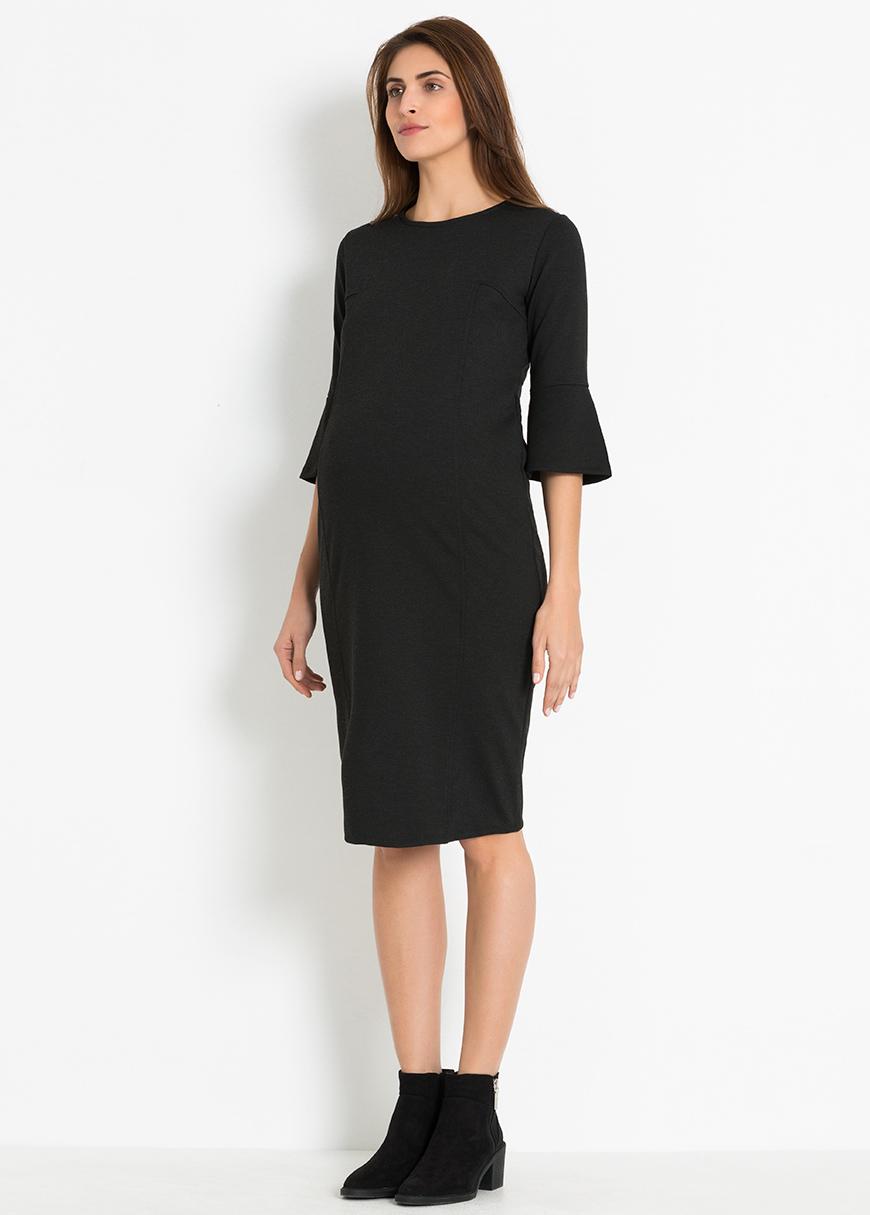 Gebe Maternity Dress For Pregnancy – Poli Black (006)