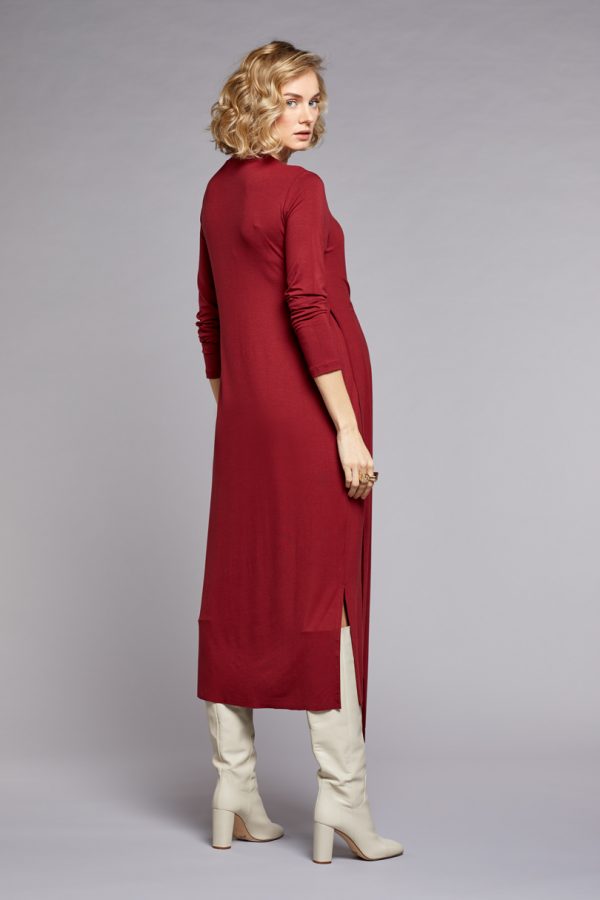 Gebe Maternity Long Dress For Pregnancy Claret (A68)