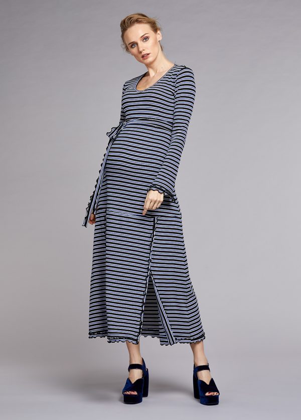 Gebe Maternity Long Dress For Pregnancy Sax 031)