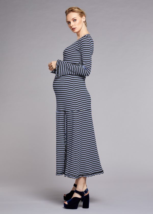 Gebe Maternity Long Dress For Pregnancy Sax 031)