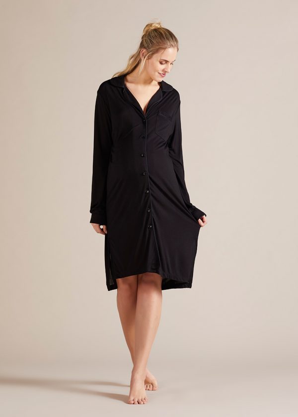 Gebe Maternity Nightdress For Pregnancy Black (006)