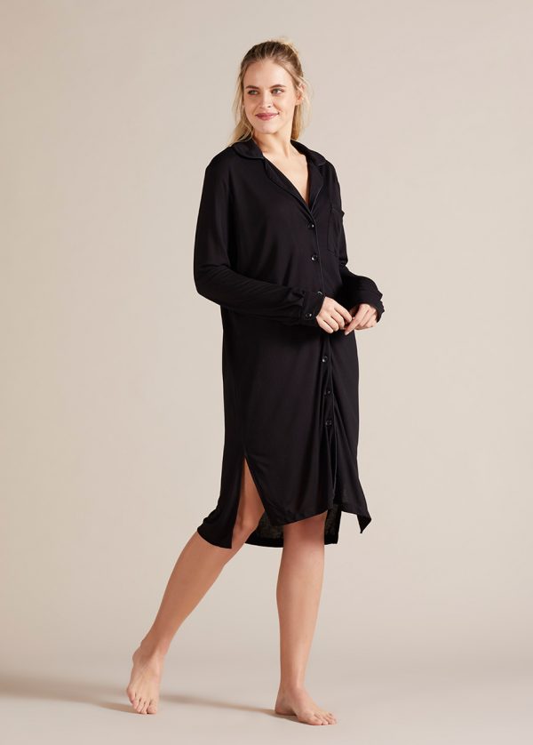 gebe maternity Nightdress For Pregnancy Black (006)