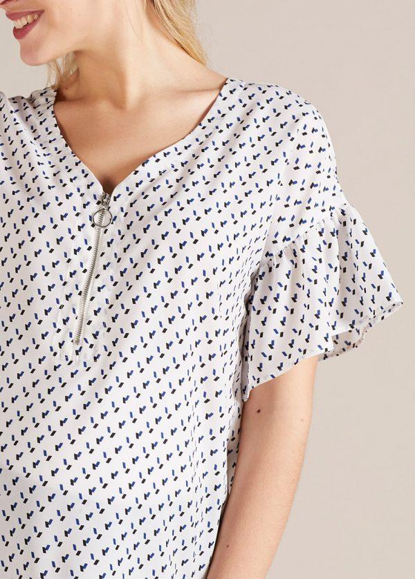 Gebe Maternity Oversize Blouse Ecru Geometric (B22)