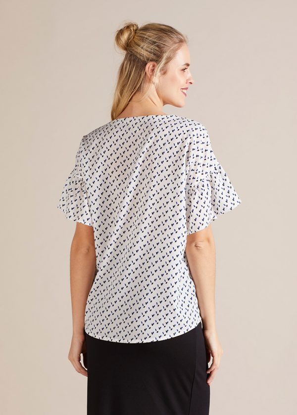 Gebe Maternity Oversize Blouse Ecru Geometric (B22)