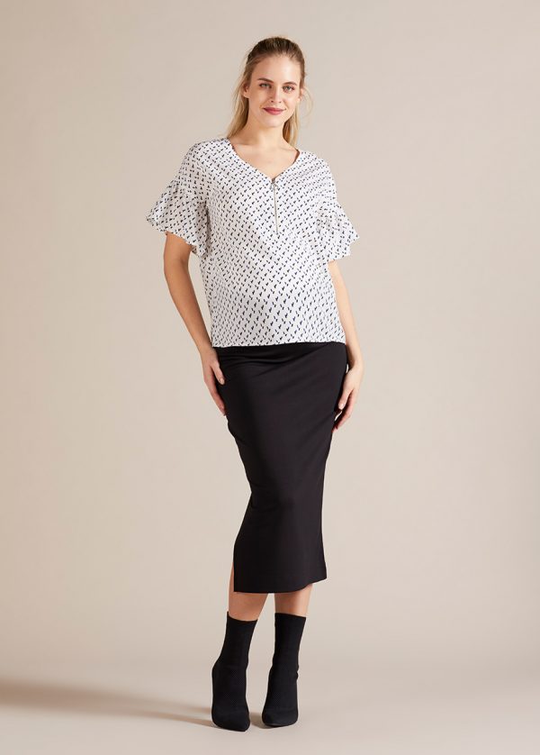 gebe maternity Oversize Blouse Ecru Geometric (B22)