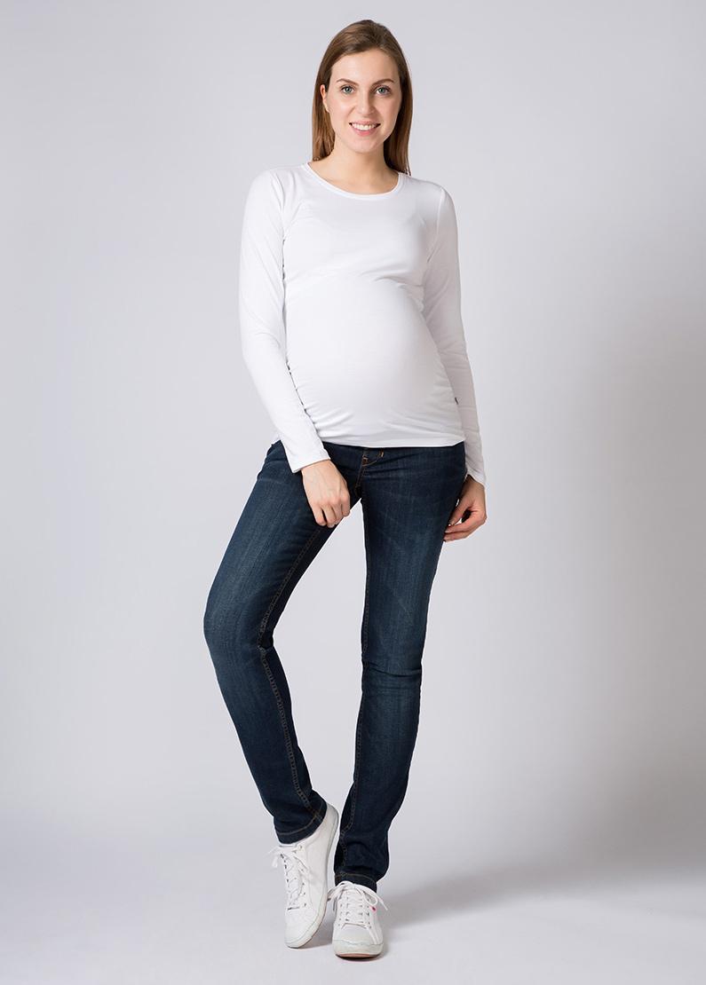 Gebe Maternity T-Shirt Petra O Neck LS White (001)