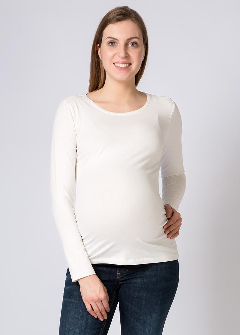 Gebe Maternity T-Shirt Petra O Neck LS White (001)
