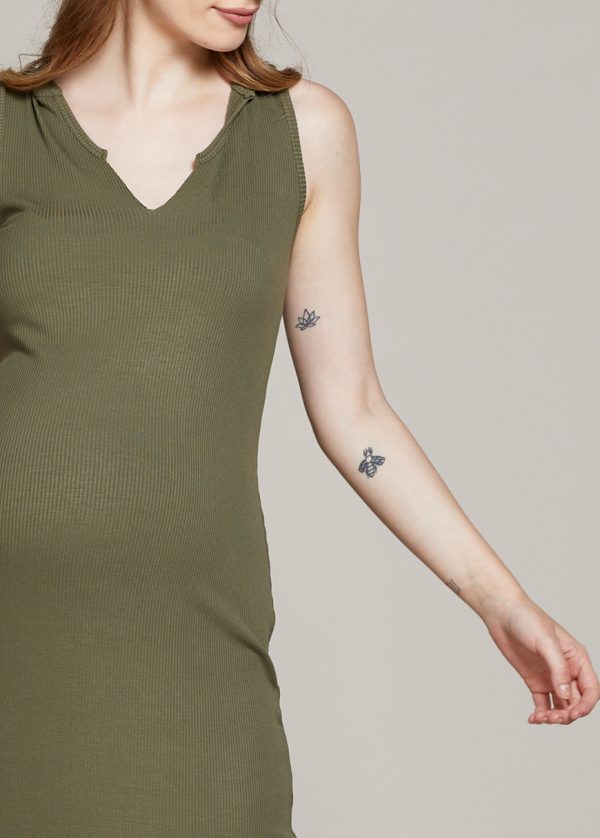Gebe Maternity Long Dress For Pregnancy Khaki Green (032)