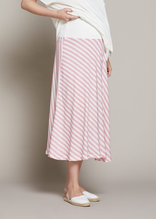 Gebe Maternity Skirt For Pregnancy Red-White Stripe