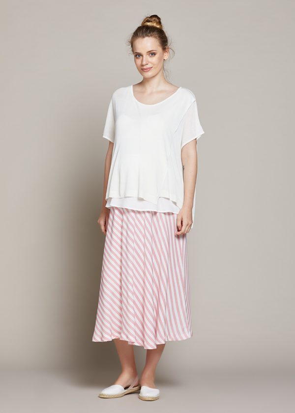 Gebe Maternity Skirt For Pregnancy Red-White Stripe