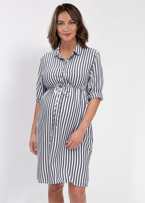 gebe maternity Striped long Sleeve stylish shirt dress