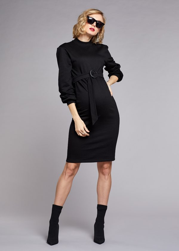 gebe maternity Sweatshirt Dress for Pregnancy Black (006)