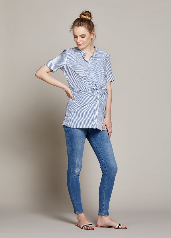 Gebe Maternity Tunic For Pregnancy Blue Stripe (B104)