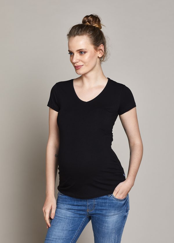 Gebe Maternity V Neck T-shirt Marni (Short Sleeve) Black (006)