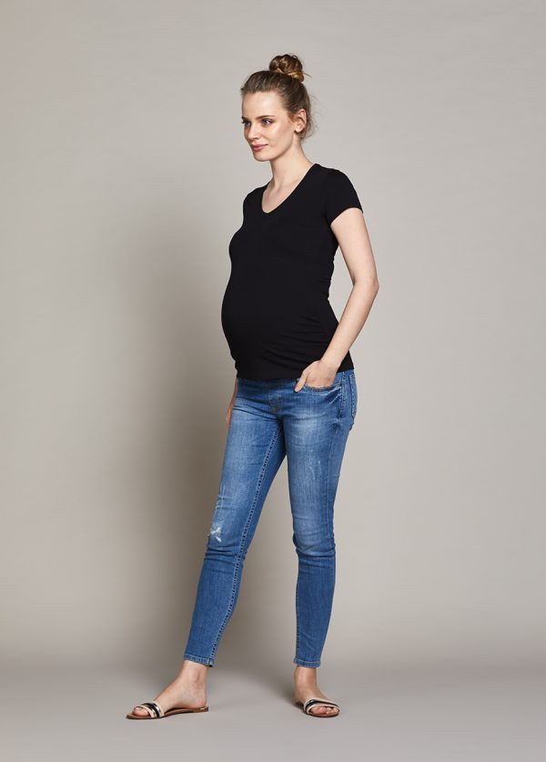gebe maternity V Neck T-shirt Marni (Short sleeve) Black (006)