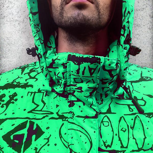 Gecko Hawaii 1980's Retro Jacket - Screamin' Neon Green