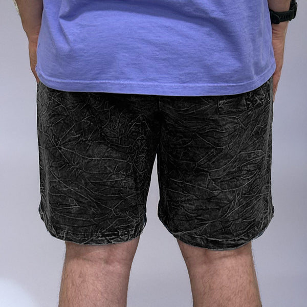 Gecko Hawaii 1980's Surfer Style Black Acid Wash Cotton Shorts