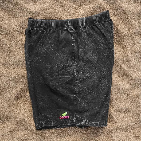 Gecko Hawaii 1980's Surfer Style Black Acid Wash Cotton Shorts