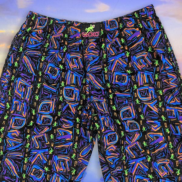 Gecko Hawaii 1980s Classic Cotton Multi Stripe Beach Pants