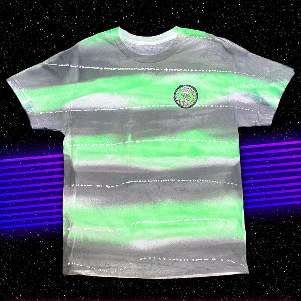 gecko hawaii 1980s Hand-Painted Retro Beach Style Tee - Green/Grey