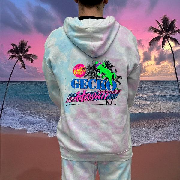 Gecko Hawaii 1986 Souvenir Palm Cotton Candy Hoodie