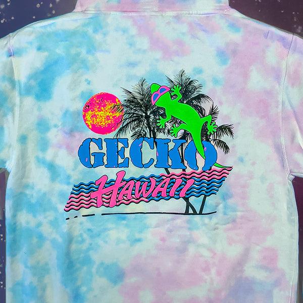 Gecko Hawaii 1986 Souvenir Palm Cotton Candy Hoodie