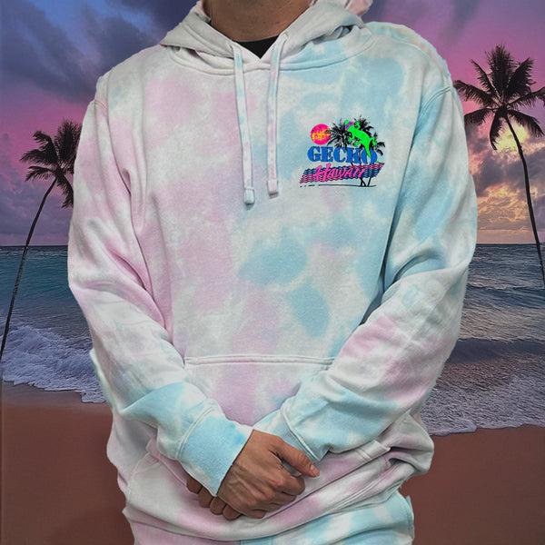 Gecko Hawaii 1986 Souvenir Palm Cotton Candy Hoodie