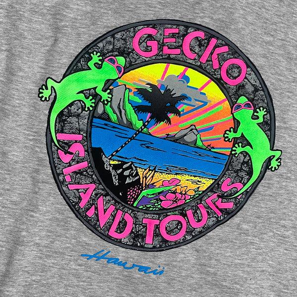 Gecko Hawaii 1987 Island Tour Full Zip Hoodie Heather Grey