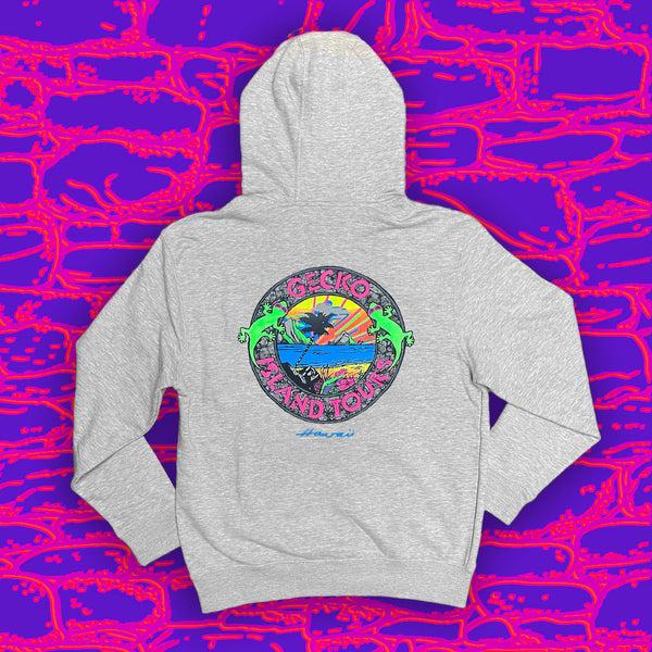 gecko hawaii 1987 Island Tour Full Zip Hoodie Heather Grey