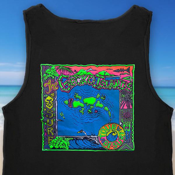 Gecko Hawaii 1987 Wild Gecko Islands Black Tank Top