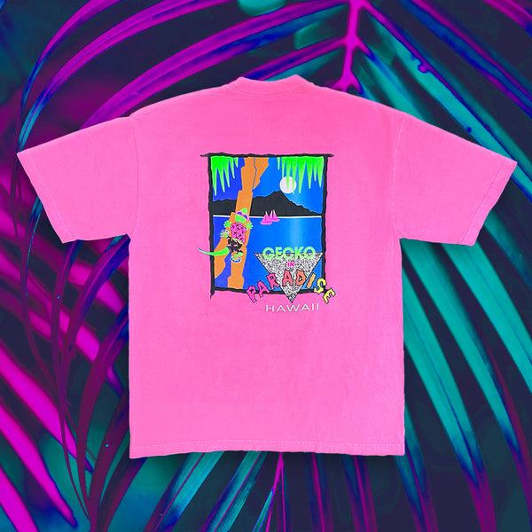 gecko hawaii 1988 Gecko In Paradise 1980s Pink (Single Stitch) Tee