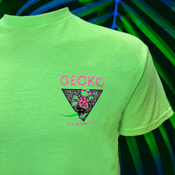 Gecko Hawaii 1988 Gecko In Paradise - Neon Green Limited Edition Tee