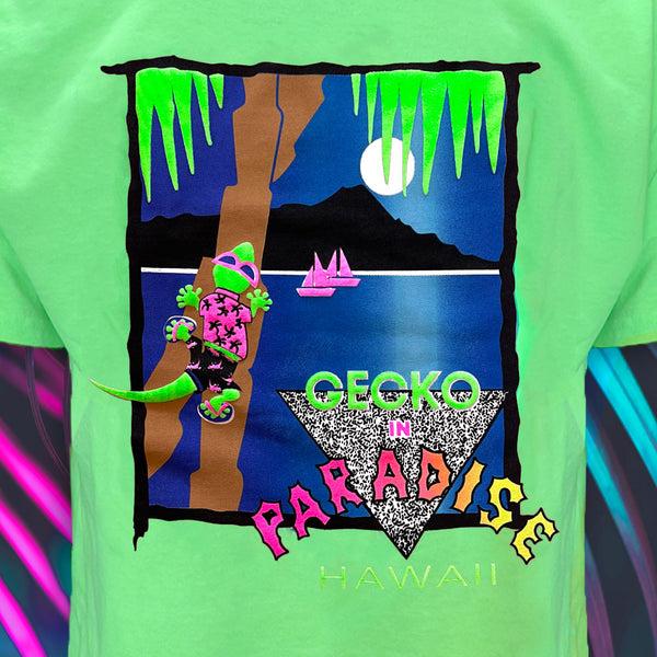 Gecko Hawaii 1988 Gecko In Paradise - Neon Green Limited Edition Tee