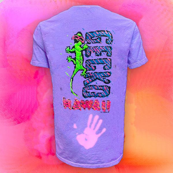 gecko hawaii 1988 Gecko Mania - HyperFlash Purple-to-Pink Tee