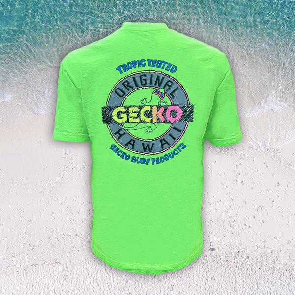 gecko hawaii 1988 Tropic Tested Neon Green - Retro Single Stitch Tee