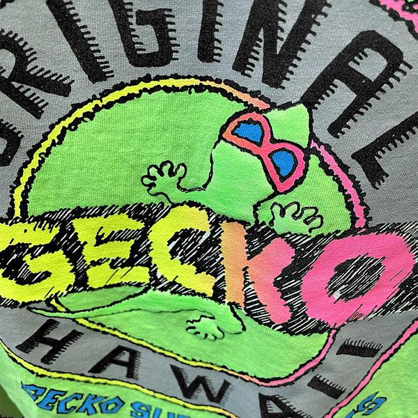 Gecko Hawaii 1988 Tropic Tested Neon Green - Retro Single Stitch Tee