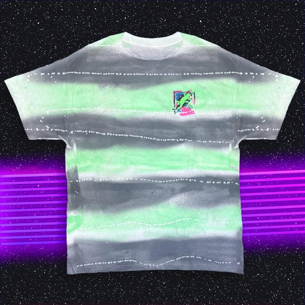 Gecko Hawaii 1989 Gecko Graffiti Hand-Painted Beach Style Tee - Green