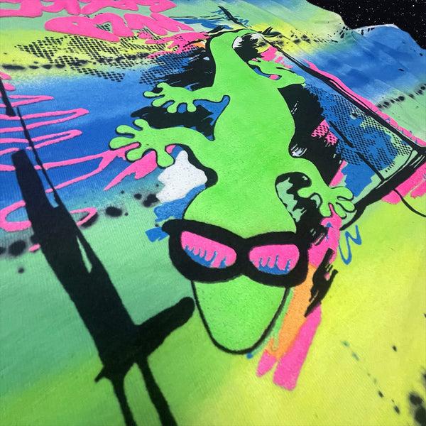 Gecko Hawaii 1989 Gecko Graffiti Yellow/Blue/Black Retro Surf Style Tee