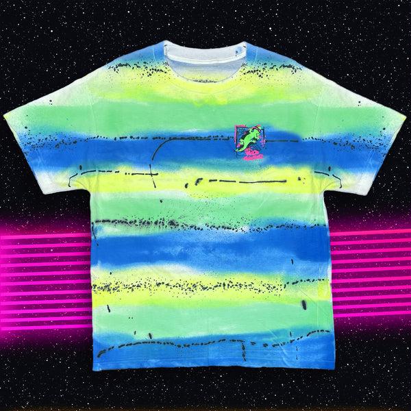 Gecko Hawaii 1989 Gecko Graffiti Yellow/Blue/Black Retro Surf Style Tee