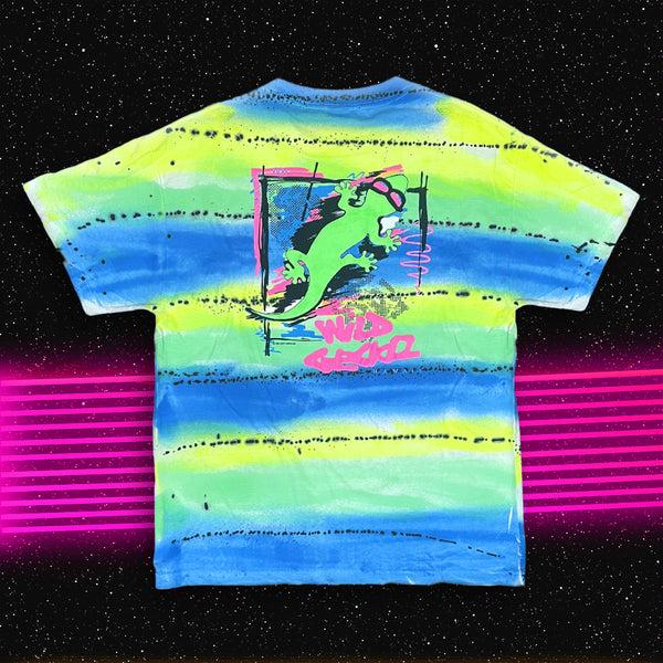 gecko hawaii 1989 Gecko Graffiti Yellow/Blue/Black Retro Surf Style Tee