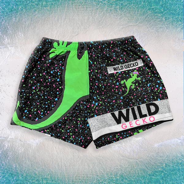 Gecko Hawaii 1989 Gecko Splatter Wrap Black Multiverse Volley Shorts