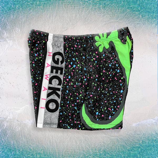 Gecko Hawaii 1989 Gecko Splatter Wrap Black Multiverse Volley Shorts