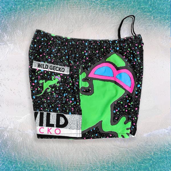 Gecko Hawaii 1989 Gecko Splatter Wrap Black Multiverse Volley Shorts