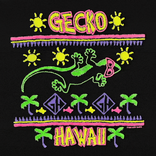 Gecko Hawaii 1989 Gecko Stitchwave Re-Issue Black Tee