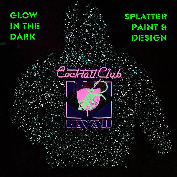 Gecko Hawaii 1989 Glow-In-The-Dark Splatter Hoodie - Gecko Cocktail Club - Limited Edition