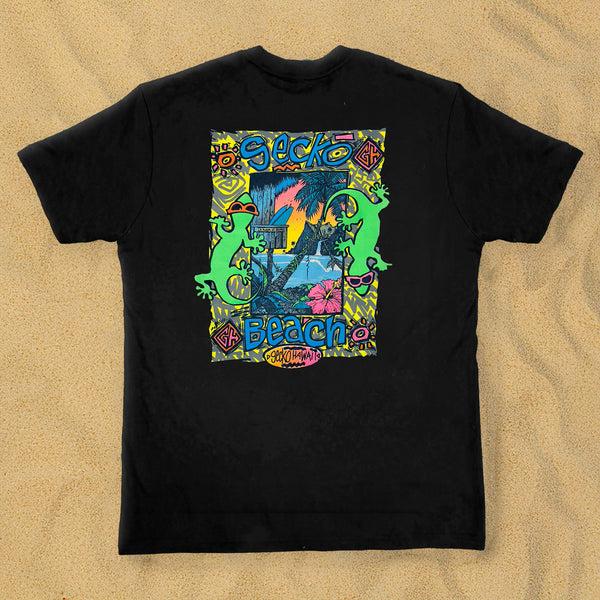 gecko hawaii 1989 Iconic Surf Tee - Gecko Beach Re-Issue Black V2