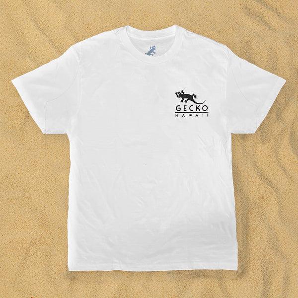 Gecko Hawaii 1989 Iconic Surf Tee - Gecko Beach Re-Issue White V2