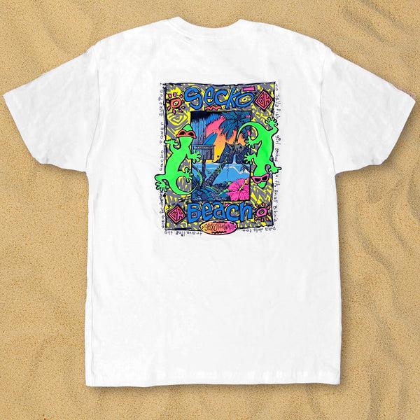 gecko hawaii 1989 Iconic Surf Tee - Gecko Beach Re-Issue White V2