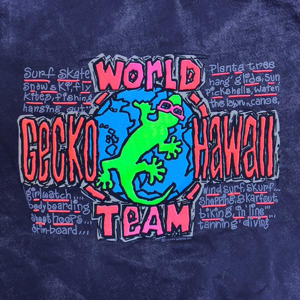 Gecko Hawaii 1989 Purple Acid Wash Gecko World Hoodie